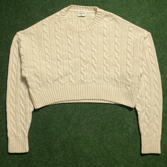 Sunday Best Women’s Chunky Chain Knit Sweater White XSmall Knit Crewneck - Picture 1 of 5